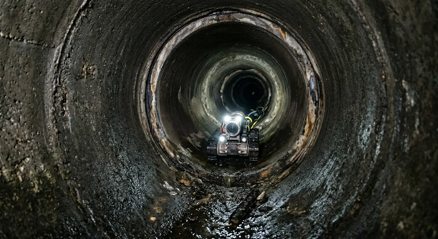 Robotic sewer camera inspecting pipe interior for Drain Snake Service in Oak Island